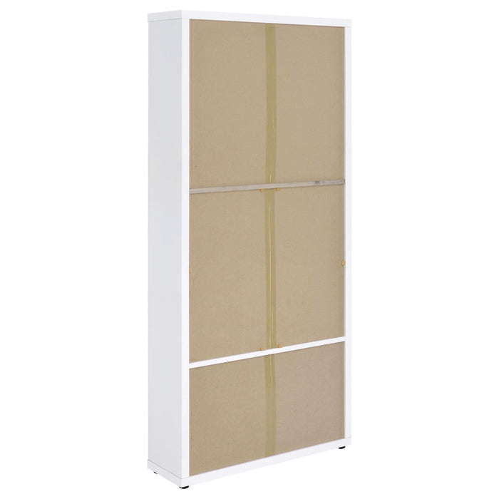 Hawthorne 4 - shelf Glass Door Tall Cabinet with Drawers White - Walo Furniture