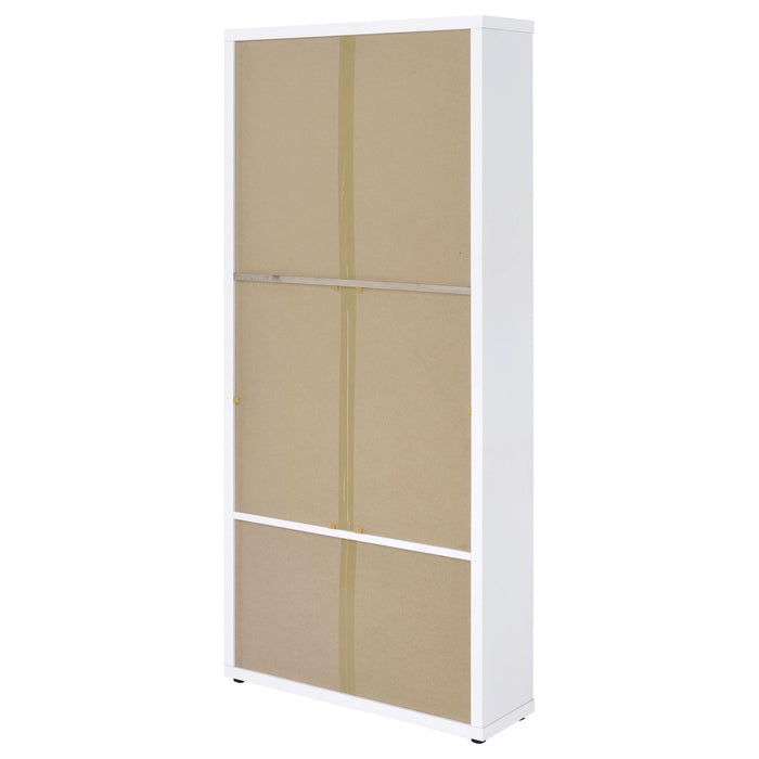 Hawthorne 4 - shelf Glass Door Tall Cabinet with Drawers White - Walo Furniture