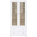 Hawthorne 4 - shelf Glass Door Tall Cabinet with Drawers White - Walo Furniture