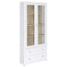 Hawthorne 4 - shelf Glass Door Tall Cabinet with Drawers White - Walo Furniture