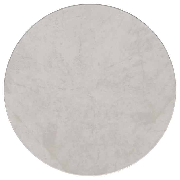 Hermas Round Genuine Marble Top Metal Coffee Table White - Walo Furniture