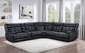 Hewitt Leather Upholstered Power Reclining Sectional Black - Walo Furniture