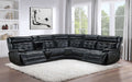 Hewitt Leather Upholstered Power Reclining Sectional Black - Walo Furniture