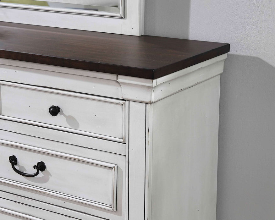 Hillcrest 9 - drawer Dresser with Mirror Distressed White - Walo Furniture