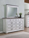 Hillcrest 9 - drawer Dresser with Mirror Distressed White - Walo Furniture