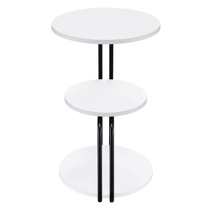 Hilly 3 - tier Round Accent Side Table White and Black - Walo Furniture