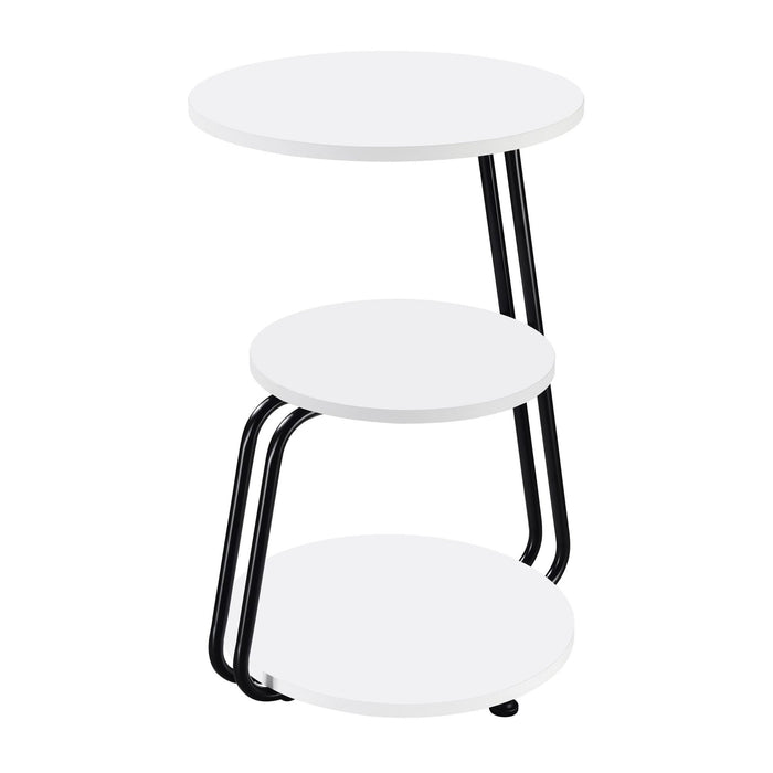 Hilly 3 - tier Round Accent Side Table White and Black - Walo Furniture