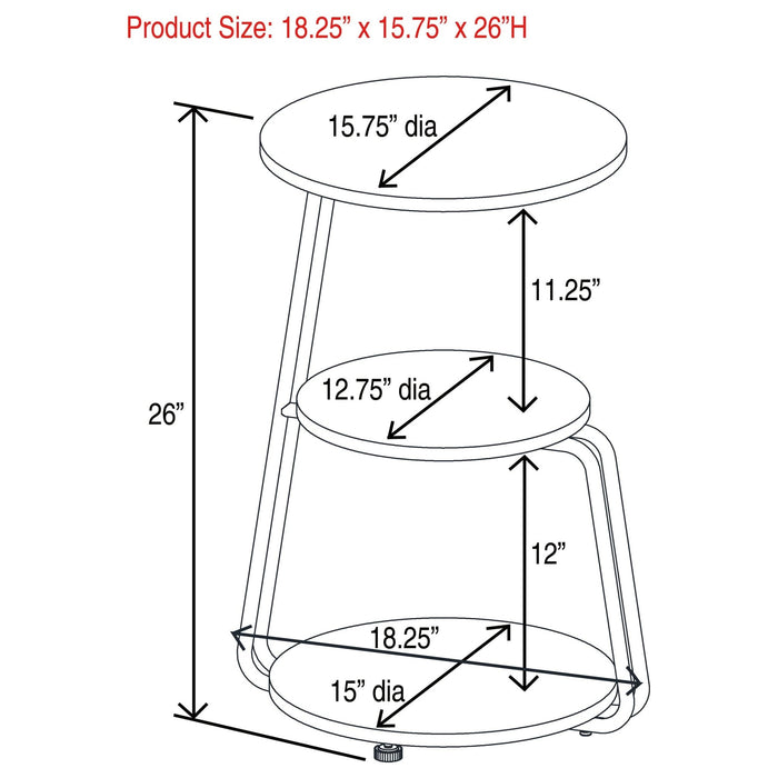 Hilly 3 - tier Round Accent Side Table White and Black - Walo Furniture