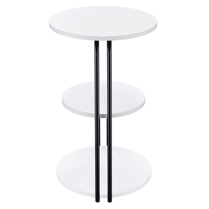 Hilly 3 - tier Round Accent Side Table White and Black - Walo Furniture