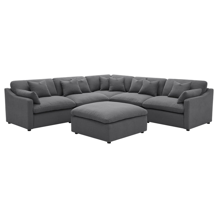 Hobson 6 - piece Upholstered Modular Sectional Sofa Charcoal - Walo Furniture