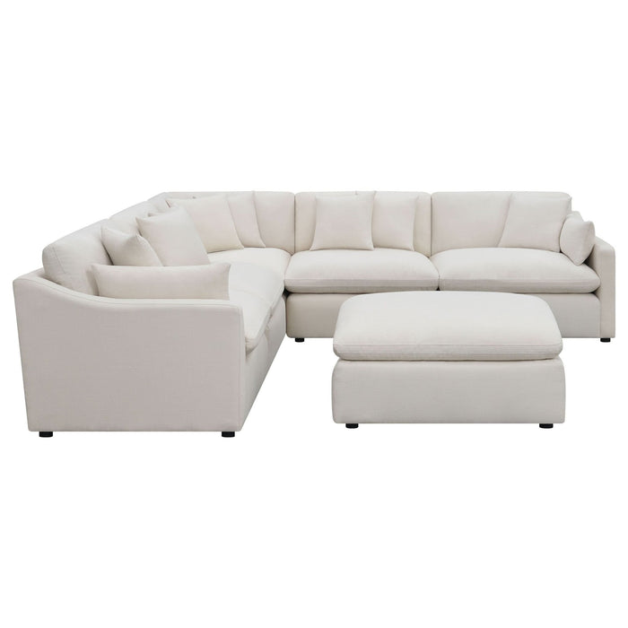 Hobson 6 - piece Upholstered Modular Sectional Sofa Ivory - Walo Furniture