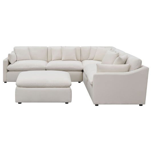 Hobson 6 - piece Upholstered Modular Sectional Sofa Ivory - Walo Furniture