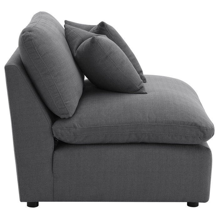 Hobson Upholstered Armless Chair Charcoal - Walo Furniture