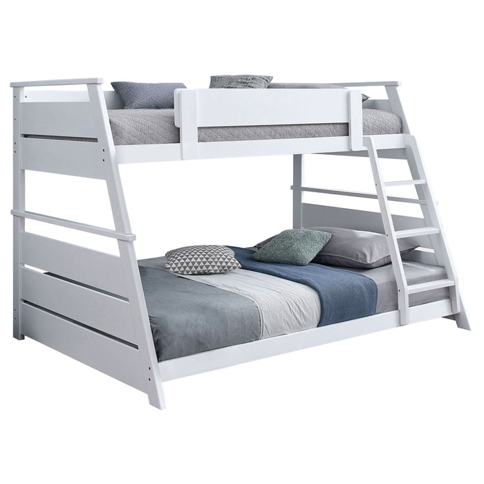 Holden Wood Veneer Twin Over Full Bunk Bed White - Walo Furniture