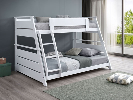 Holden Wood Veneer Twin Over Full Bunk Bed White - Walo Furniture