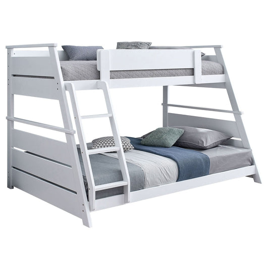 Holden Wood Veneer Twin Over Full Bunk Bed White - Walo Furniture