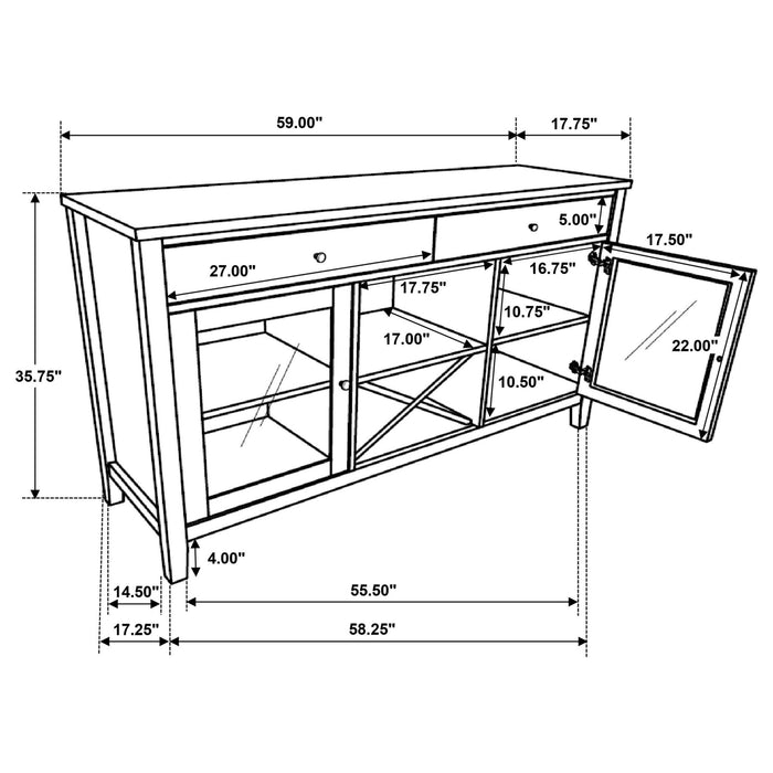 Hollis 2 - door Dining Sideboard Buffet Storage Cabinet White - Walo Furniture