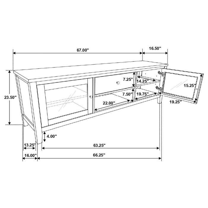 Hollis 2 - door Wood 67" TV Stand with Drawer Brown and White - Walo Furniture