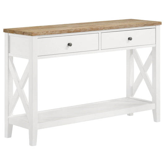 Hollis 2 - drawer Wood Entryway Console Table Brown and White - Walo Furniture