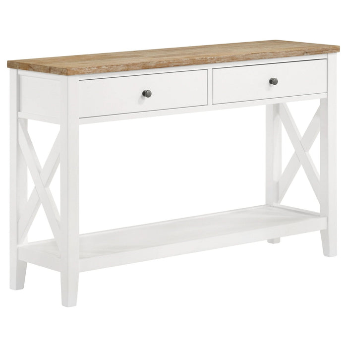 Hollis 2 - drawer Wood Entryway Console Table Brown and White - Walo Furniture