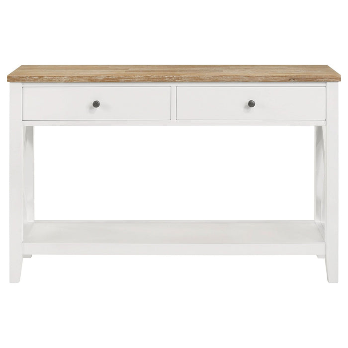 Hollis 2 - drawer Wood Entryway Console Table Brown and White - Walo Furniture