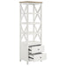 Hollis 4 - shelf Wood Media Tower with Drawers Brown and White - Walo Furniture