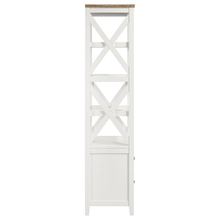 Hollis 4 - shelf Wood Media Tower with Drawers Brown and White - Walo Furniture