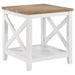 Hollis Square Wood End Table With Shelf Brown and White - Walo Furniture