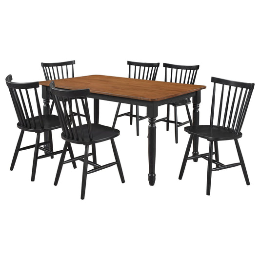 Hollyoak 7 - piece Rectangular Dining Set Walnut and Black - Walo Furniture