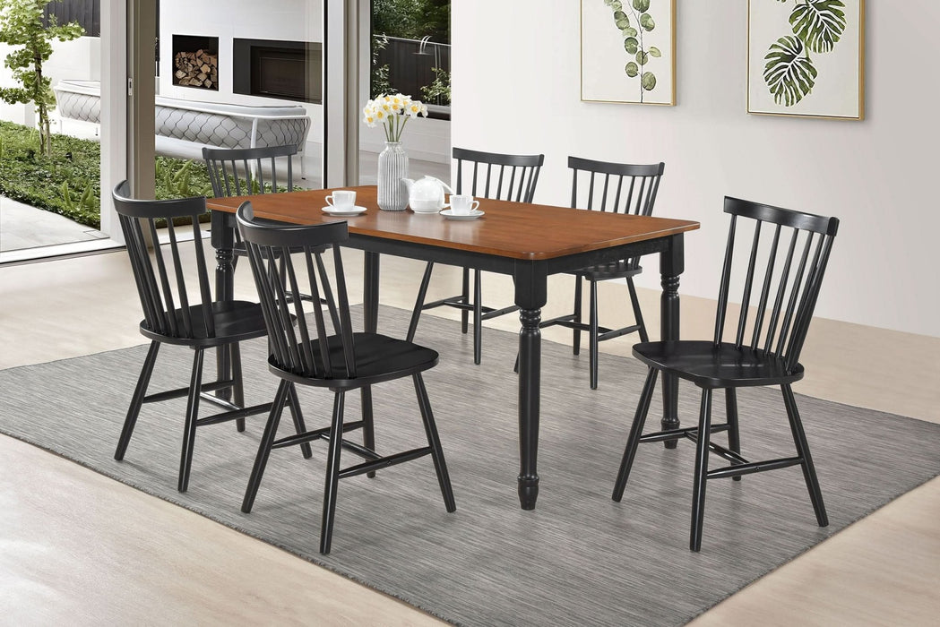 Hollyoak 7 - piece Rectangular Dining Set Walnut and Black - Walo Furniture