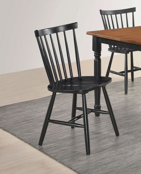 Hollyoak Windsor Wood Dining Side Chair Black (Set of 2) - Walo Furniture