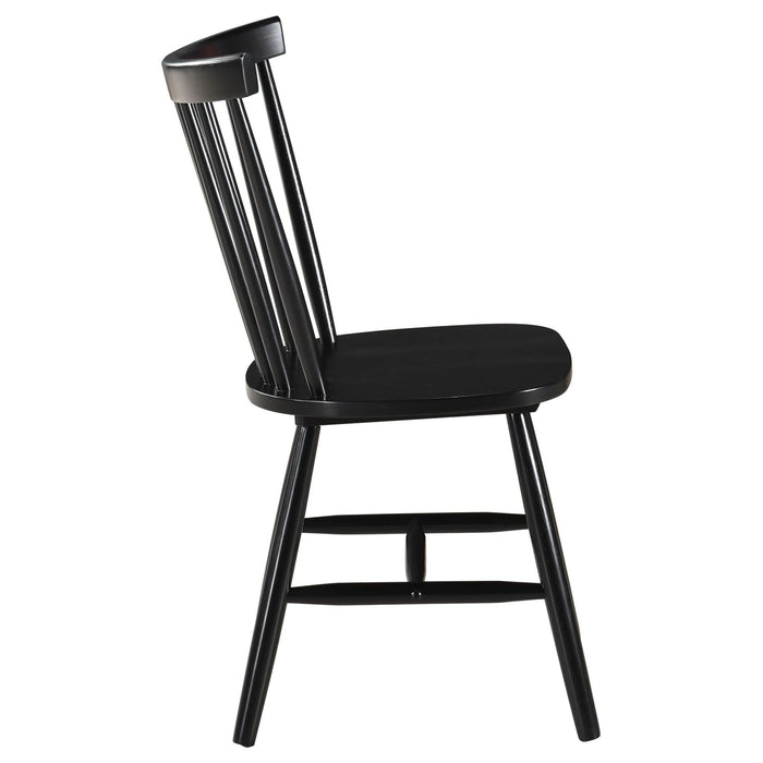 Hollyoak Windsor Wood Dining Side Chair Black (Set of 2) - Walo Furniture