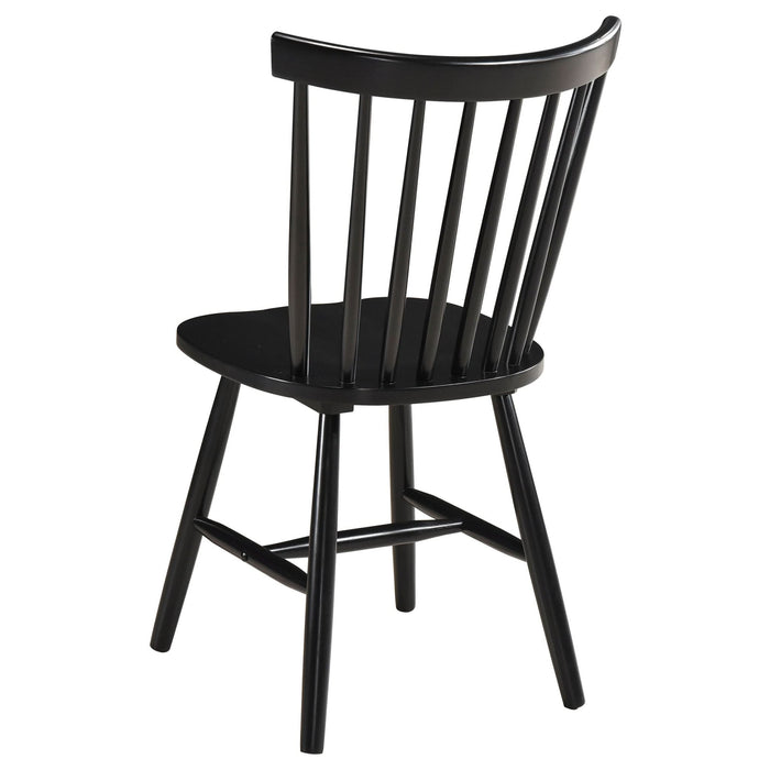 Hollyoak Windsor Wood Dining Side Chair Black (Set of 2) - Walo Furniture