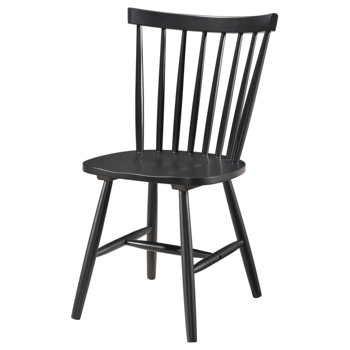 Hollyoak Windsor Wood Dining Side Chair Black (Set of 2) - Walo Furniture