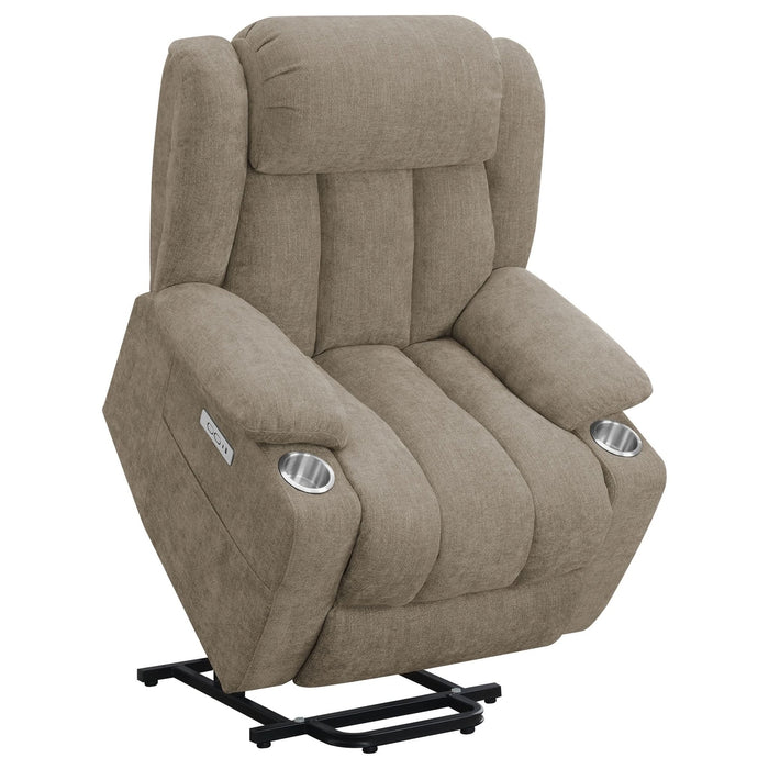 Houston Upholstered Power Lift Recliner Chair Camel - Walo Furniture