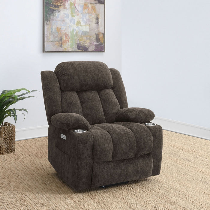 Houston Upholstered Power Lift Recliner Chair Dark Brown - Walo Furniture