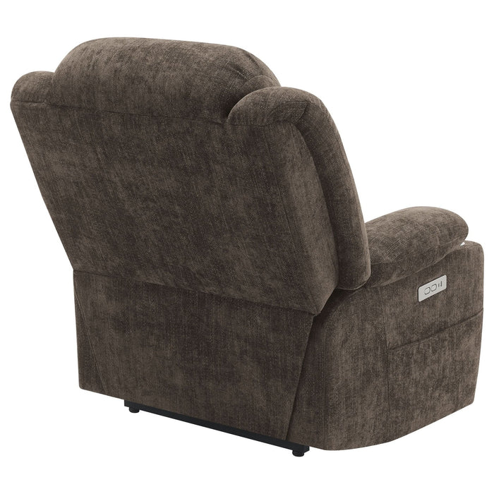 Houston Upholstered Power Lift Recliner Chair Dark Brown - Walo Furniture