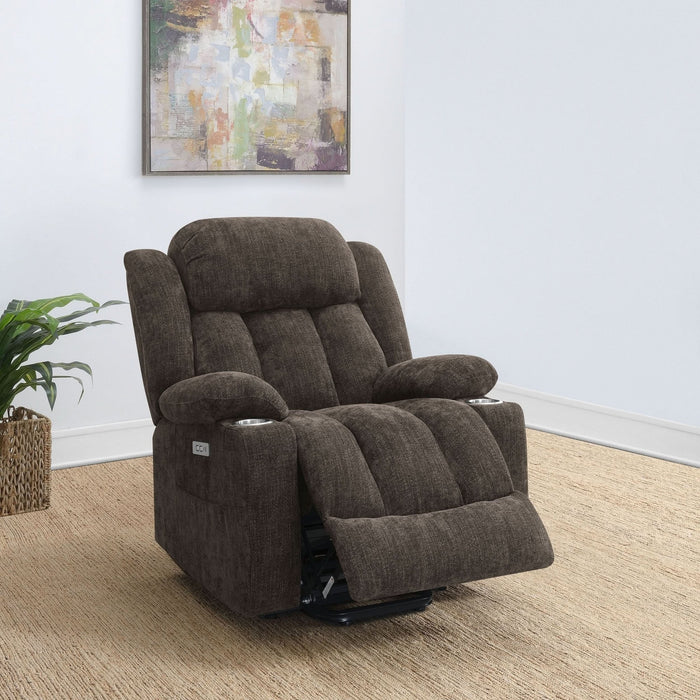 Houston Upholstered Power Lift Recliner Chair Dark Brown - Walo Furniture