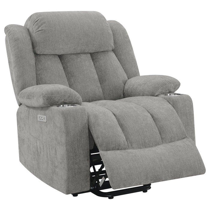 Houston Upholstered Power Lift Recliner Grey - Walo Furniture