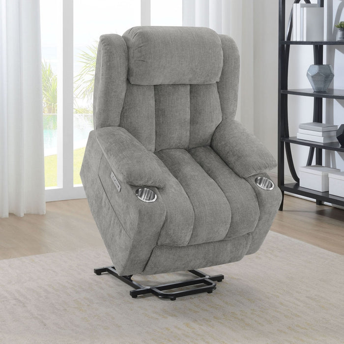 Houston Upholstered Power Lift Recliner Grey - Walo Furniture