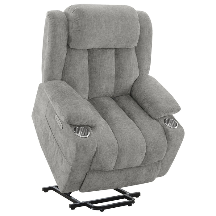 Houston Upholstered Power Lift Recliner Grey - Walo Furniture