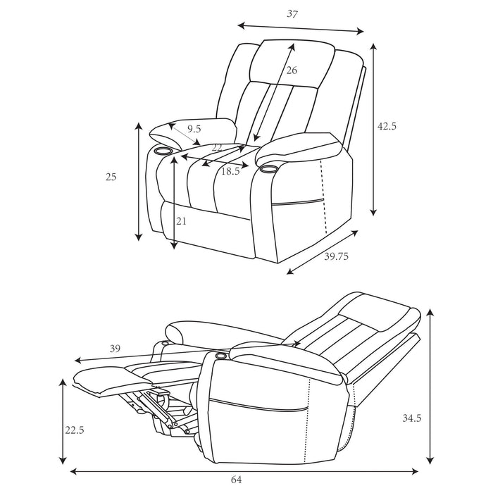 Houston Upholstered Power Lift Recliner Grey - Walo Furniture