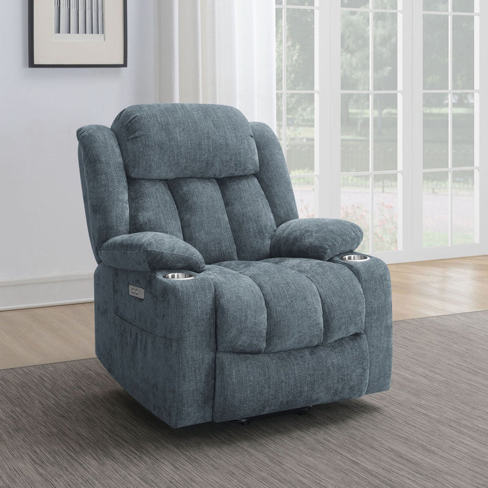 Houston Upholstered Power Lift Recliner Slate Blue - Walo Furniture