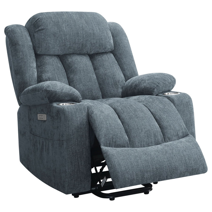 Houston Upholstered Power Lift Recliner Slate Blue - Walo Furniture