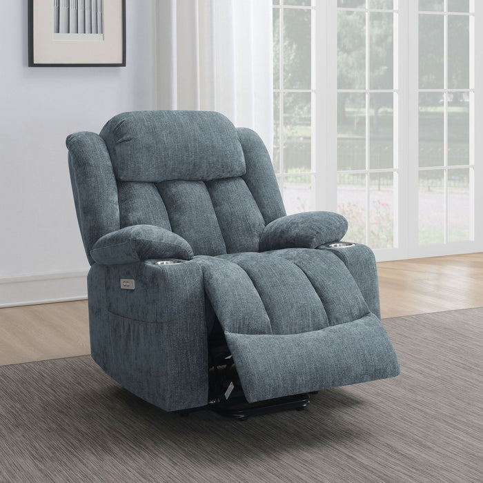 Houston Upholstered Power Lift Recliner Slate Blue - Walo Furniture