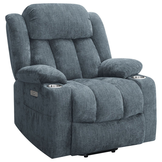 Houston Upholstered Power Lift Recliner Slate Blue - Walo Furniture