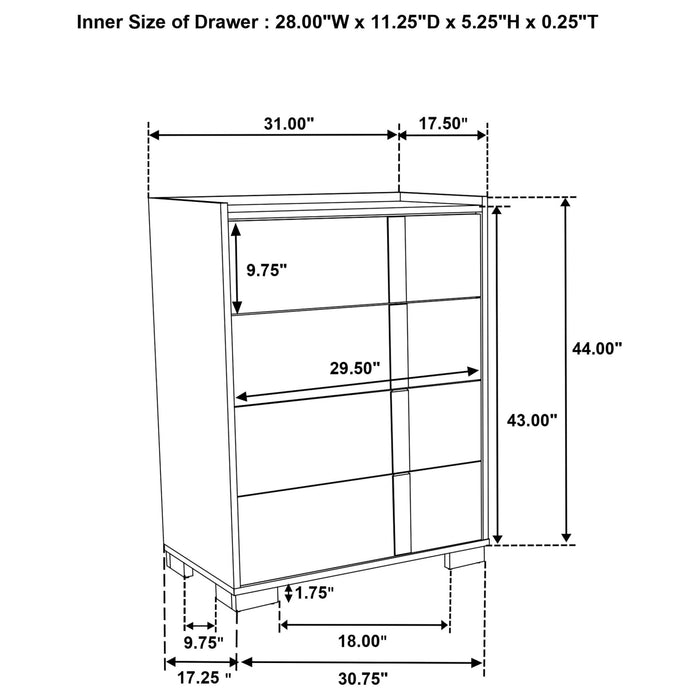 Hyland 4 - drawer Chest of Drawers Natural - Walo Furniture