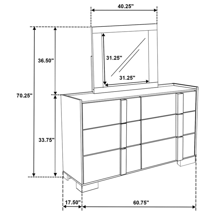 Hyland 6 - drawer Dresser with Mirror Natural - Walo Furniture