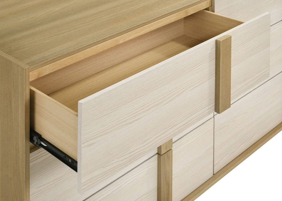 Hyland 6 - drawer Dresser with Mirror Natural - Walo Furniture