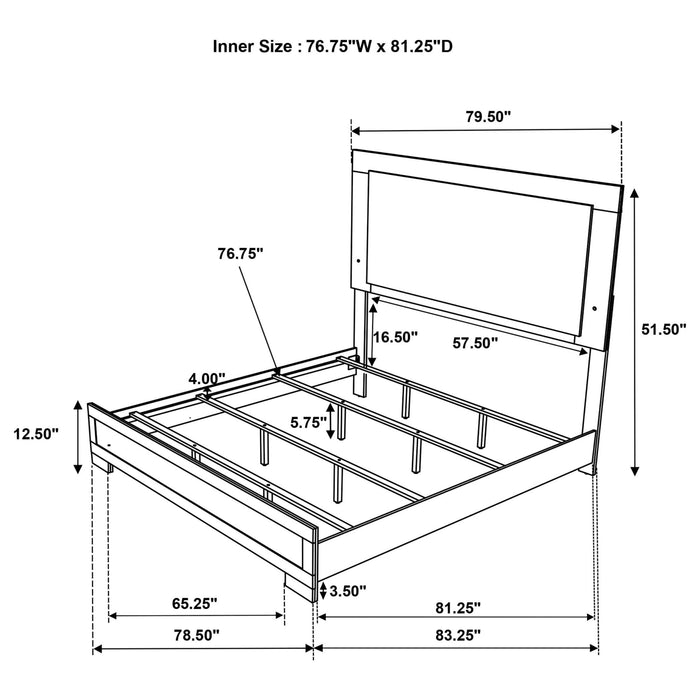 Hyland Eastern King Panel Bed LED Headboard Natural - Walo Furniture